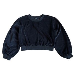 True Religion Velour Cropped Pull Over Top Size L Womens Velvet Black
